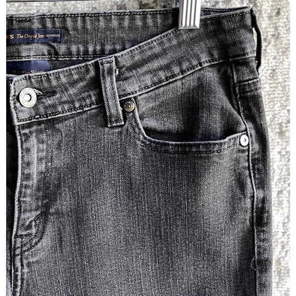 Levis Mid Rise Skinny Jeans Black Charcoal Wash Womens Size 12 Stretch - Picture 3 of 8